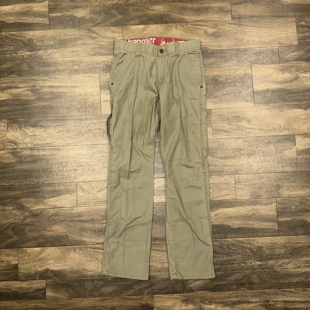 Wrangler Men's 30x30 Outdoor Utility Pants Canvas Straight Multi-Pockets Green